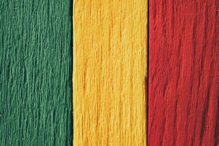 Background wood green, yellow, red old retro vintage style, rasta reggae flagの写真素材