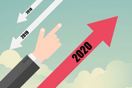 Flat design Success vector concept. Business trend arrow to year 2020のイラスト素材