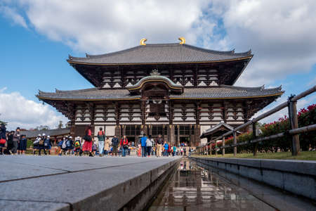 NARA, JAPAN - NOVEMBER 08, 2019: Todaiji Temple is a Buddhist temple complex, located in the city of...
