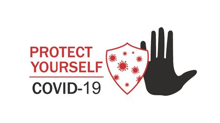 Warning sign of protect yourself from coronavirus or covid-19のイラスト素材