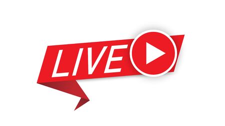 Live streaming logo banner - vector design.button icon live streaming design . background for blog, player, broadcast, website, online radio, media labels, logo. Live stream bannerのイラスト素材
