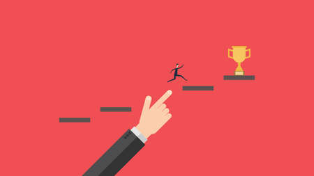 business  growth and success concrpt .Businessman supporting  man climbing stairsのイラスト素材