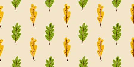 Seamless pattern autumn leaves in Orange, Beige, Brown and Yellow. autumn greeting cards. autumn leaves Seamless pattern for textile, wallpapers, gift wrap and scrapbookのイラスト素材
