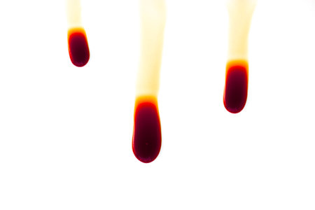 Blood stains on a white backgroundの写真素材