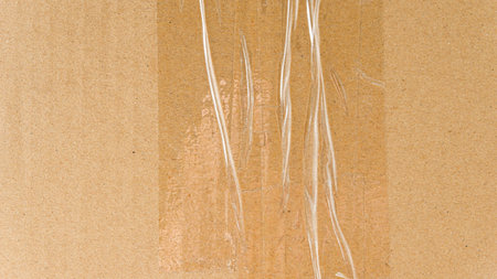 Delivery box closeup with shopping icons and tape, Box paper texture background with taped