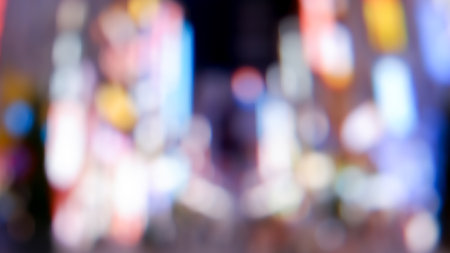 street background of blurred lights at night. Blurring of lights in the mallの写真素材