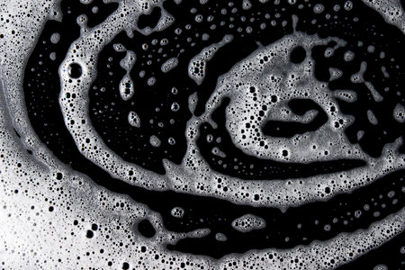 Abstract background white soapy foam texture. Shampoo foam with bubblesの素材 [FY310204966309]