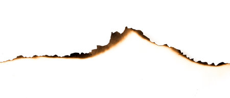 burnt paper on a white backgroundの写真素材