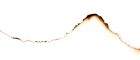 burnt paper on a white backgroundの写真素材