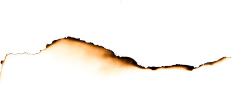 burnt paper on a white backgroundの写真素材