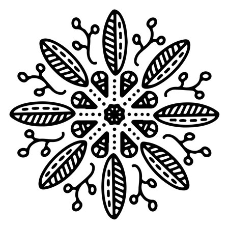 Floral doodle ornament One single flower page element tattooのイラスト素材
