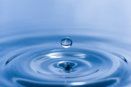 blue drop water , Liquid blue  water drop ripple backgroundの写真素材