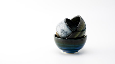 Ceramic cup molded from clay and burnedの写真素材