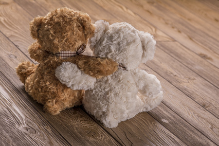 Plush teddy bears in loveの写真素材