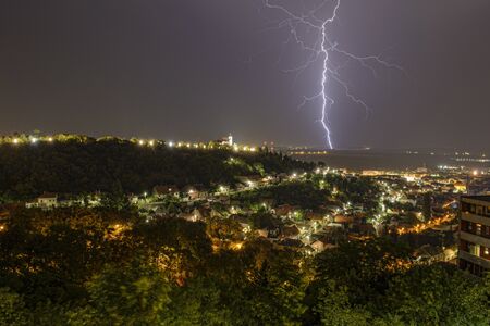 Lightning over city