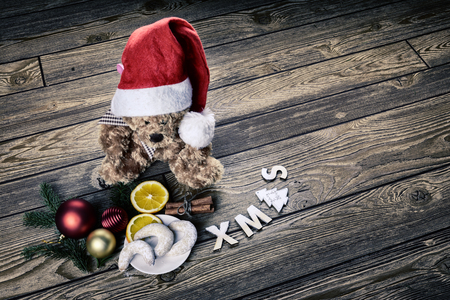 Christmas time with teddy bearの写真素材