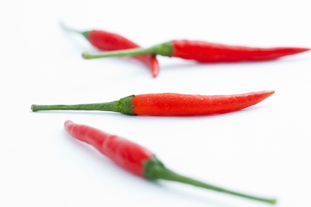 Red chilli on floor white color の写真素材