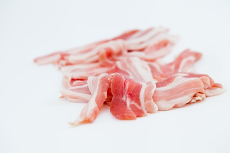 Streaky pork on floor white color の写真素材
