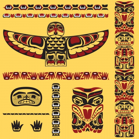  Canadian native art elements のイラスト素材