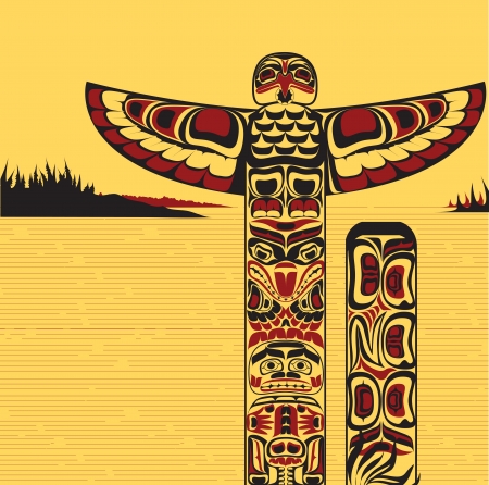 Illustration of a north American totem poleのイラスト素材