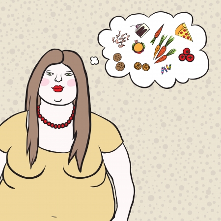 illustration of an, overweight womanのイラスト素材