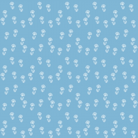 seamless pattern of little white flowers on blue field, vintage wallpaper, seamless texture or retro textileのイラスト素材