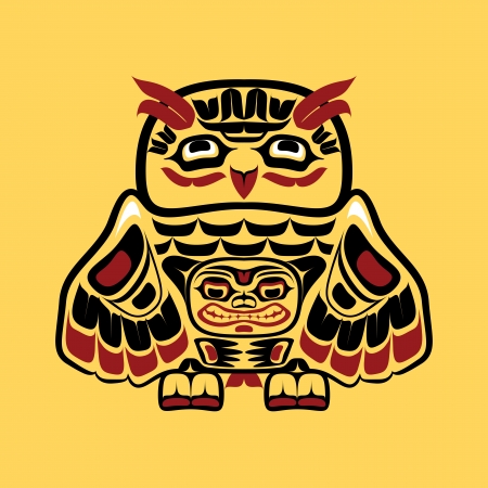 North american native art, owlのイラスト素材