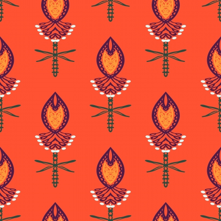 Floral seamless vector pattern with bold ornamental stylized paisley motifs and flowers  Texture background for web, print, home decor, textile, wrapping paper, Indian or Arabic cuisine restaurantのイラスト素材