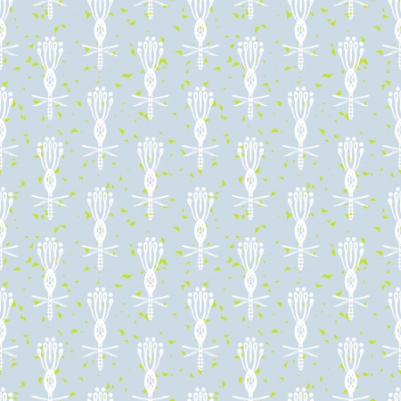 Hand drawn modern floral ornamented seamless pattern in white and gray with stylized flowers  Texture for web, print, decor, textile, wrapping paper, wedding invitation background, summer fall fashionのイラスト素材