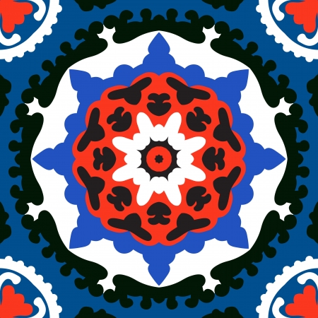 Suzani, vector pattern with bold ornamentのイラスト素材