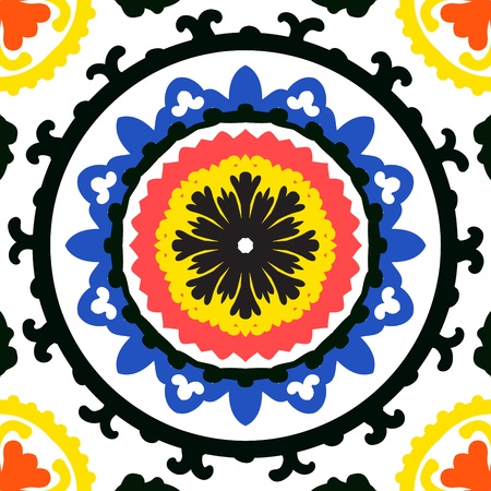 Suzani, vector pattern with bold ornamentのイラスト素材