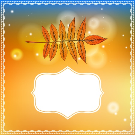 Autumn card with falling leaf and bokeh lightsのイラスト素材
