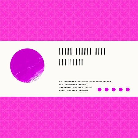 Vector card with watercolour circle on bright pink pattern background. Template for spa promotion, gift card, soap package, spring sale coupon, perfume box design, wedding invitationのイラスト素材