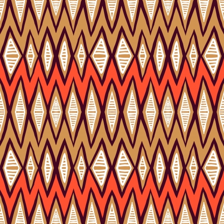 Vector ethnic pattern with zigzag lines in organic colors. Seamless texture for web, print, invitation card background, textile, summer fall fashion, native fabric design, wallpaper, home decorのイラスト素材