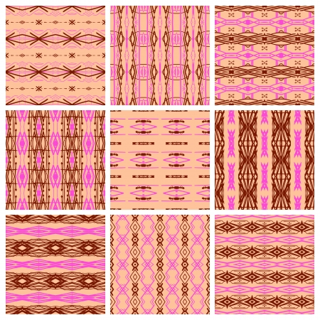 Set of nine seamless ethnic pattern. のイラスト素材