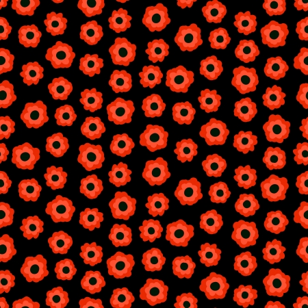 Ditsy floral pattern with small red flowers on black background. のイラスト素材