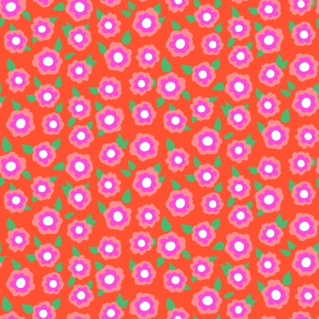 Ditsy floral pattern with small cherry flowers on red background.のイラスト素材