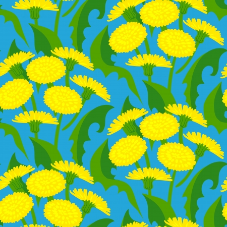Vector seamless floral pattern with dandelion flowers on dark blue. Texture for web, print, wallpaper, gift wrapping, home & garden decor, spring summer fashion, invitation background, textile designのイラスト素材