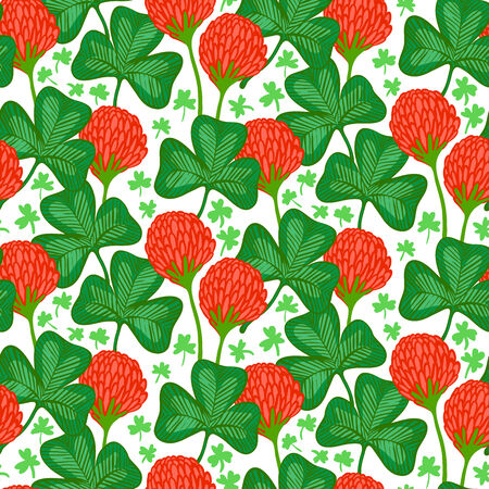 Floral pattern with clover flowers and Victorian motifs. のイラスト素材