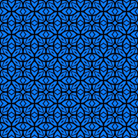 Vector geometric art deco pattern with lacing shapes in indigo blue and white. Luxury texture for print, website background, decor in 1930 style, wrapping paper, fall winter fashion. textile, fabricのイラスト素材