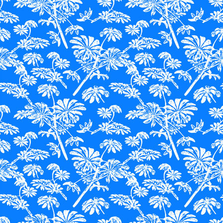 Pattern with tropical trees and leavesのイラスト素材