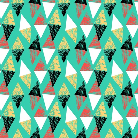 Grunge hand painted pattern with triangles