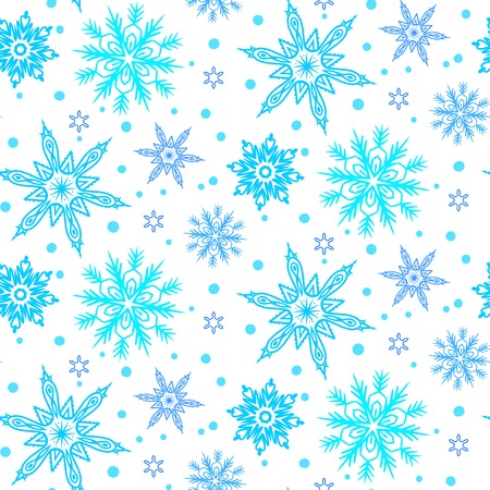 Winter pattern with various falling snowflakesのイラスト素材