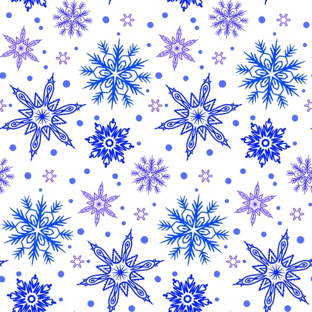 Winter pattern with various falling snowflakesのイラスト素材