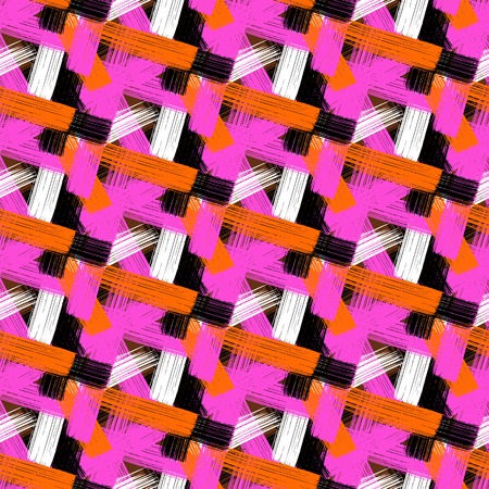 Vector seamless bold plaid pattern with wide brushstrokes and thin stripes hand painted in bright...