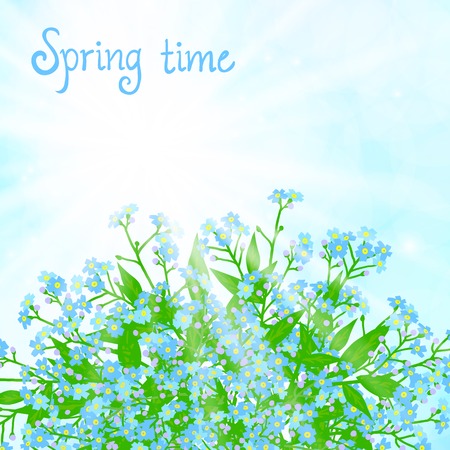 Vector card with small blue flowersのイラスト素材