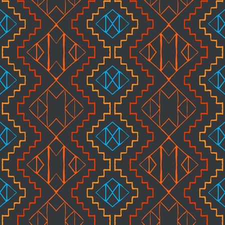 Vector seamless ethnic pattern with american indian motifs in multiple colors. Colorful aztec...