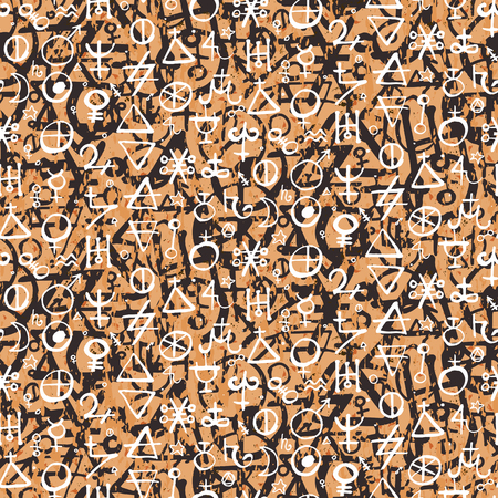 Vector geometric pattern with big alchemy symbols and shapes. のイラスト素材