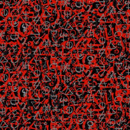 Big hand written occult and mystic signs. Tarot cards back design. Magic print and astrology backgroundのイラスト素材