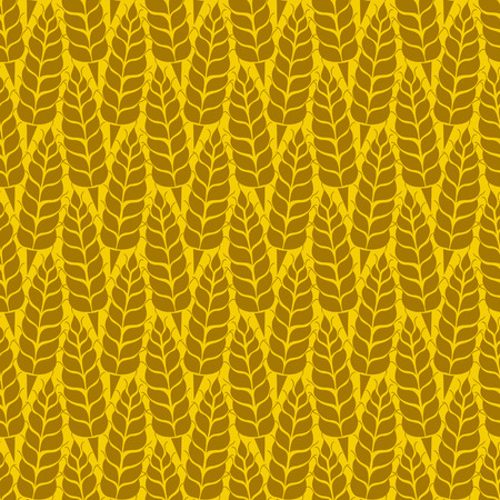 Vector seamless pattern with silhouettes of wheat ears. Whole grain, natural, organic background for bakery package, bread products. Vector illustration of growing rye field. Barley, corn texture.のイラスト素材